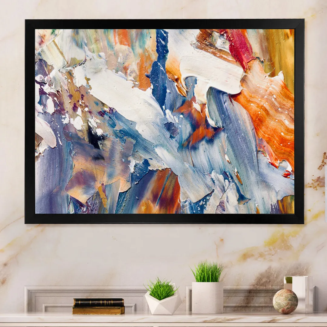 Colorful Abstract Painting Strokes XII - Print on Canvas Wrought Studio™ Size: 16" H x 32" W x 1" D Format: Black Picture Framed