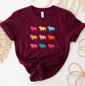 Colorful Pig Bundle T-Shirt (XS-4XL) - Multiple Colors!