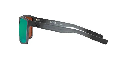 Costa Del Mar Men's Rincon Polarized Rectangular Sunglasses, Matte Smoke Crystal/Copper Green Mirrored Polarized-580G, 63 mm