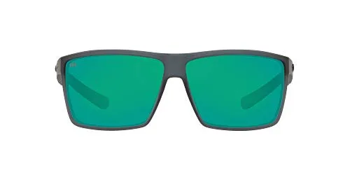Costa Del Mar Men's Rincon Polarized Rectangular Sunglasses, Matte Smoke Crystal/Copper Green Mirrored Polarized-580G, 63 mm