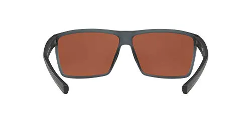 Costa Del Mar Men's Rincon Polarized Rectangular Sunglasses, Matte Smoke Crystal/Copper Green Mirrored Polarized-580G, 63 mm
