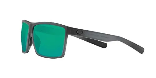 Costa Del Mar Men's Rincon Polarized Rectangular Sunglasses, Matte Smoke Crystal/Copper Green Mirrored Polarized-580G, 63 mm