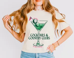 Cropped Cocktails and Country Clubs Shirt/ Golf Shirts for Women
