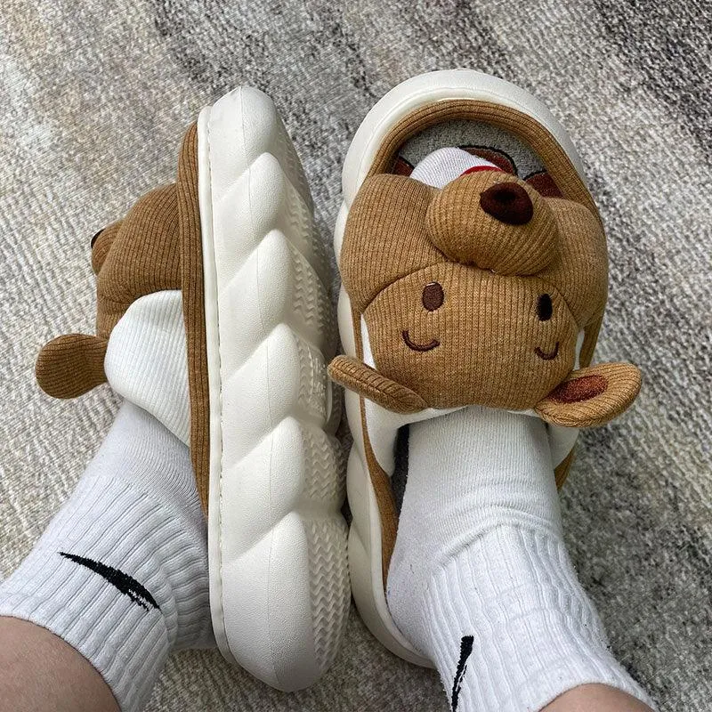 Cute Animal Faces Designer Slippers/Thick Sole Couples Unisex