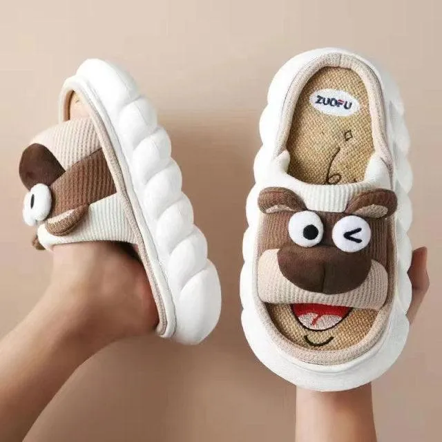 Cute Animal Faces Designer Slippers/Thick Sole Couples Unisex