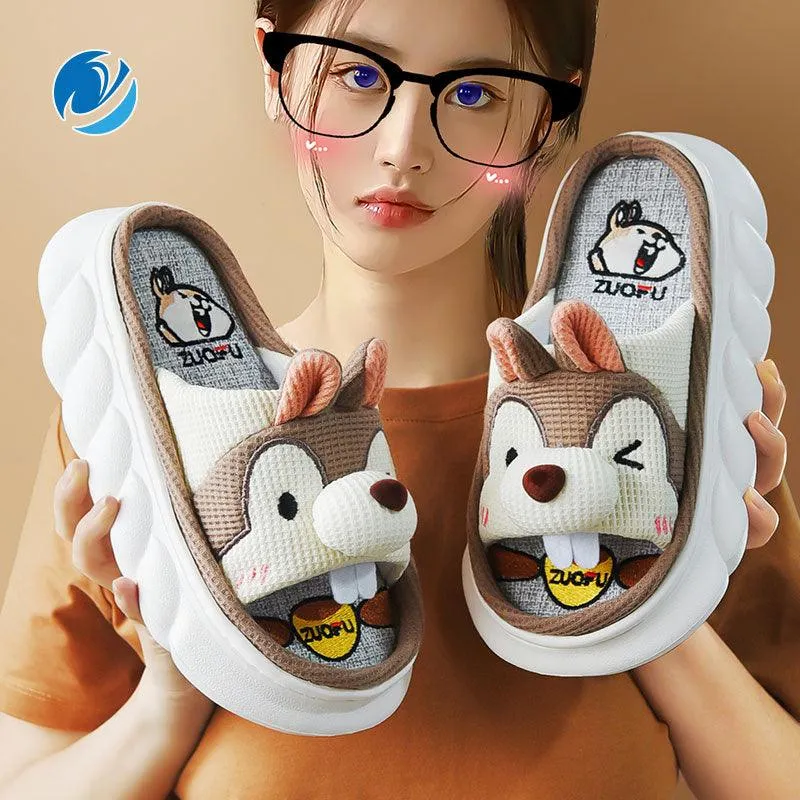 Cute Animal Faces Designer Slippers/Thick Sole Couples Unisex