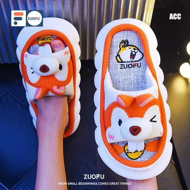 Cute Animal Faces Designer Slippers/Thick Sole Couples Unisex