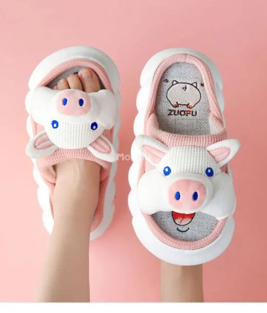 Cute Animal Faces Designer Slippers/Thick Sole Couples Unisex