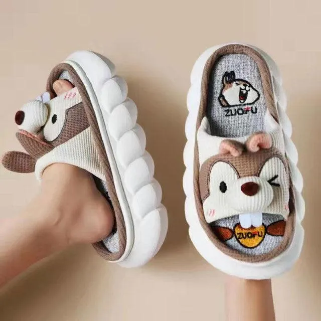 Cute Animal Faces Designer Slippers/Thick Sole Couples Unisex