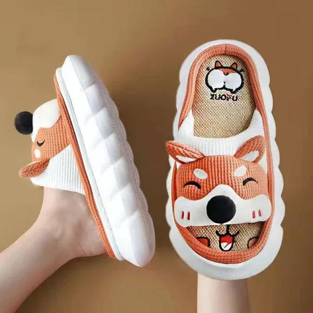 Cute Animal Faces Designer Slippers/Thick Sole Couples Unisex
