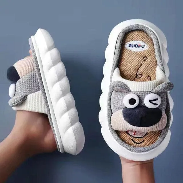 Cute Animal Faces Designer Slippers/Thick Sole Couples Unisex