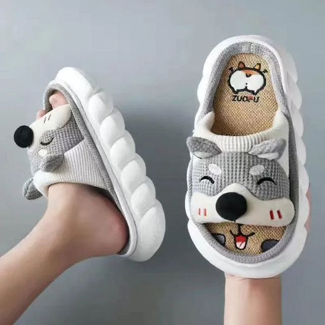Cute Animal Faces Designer Slippers/Thick Sole Couples Unisex