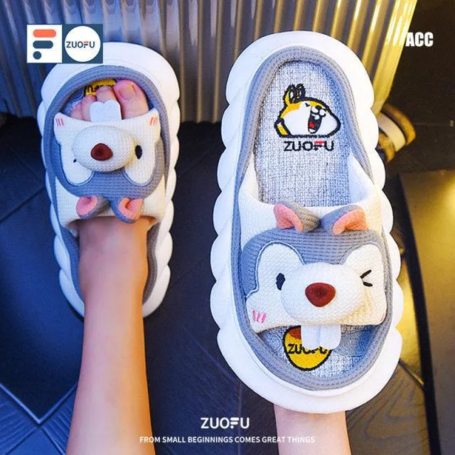 Cute Animal Faces Designer Slippers/Thick Sole Couples Unisex