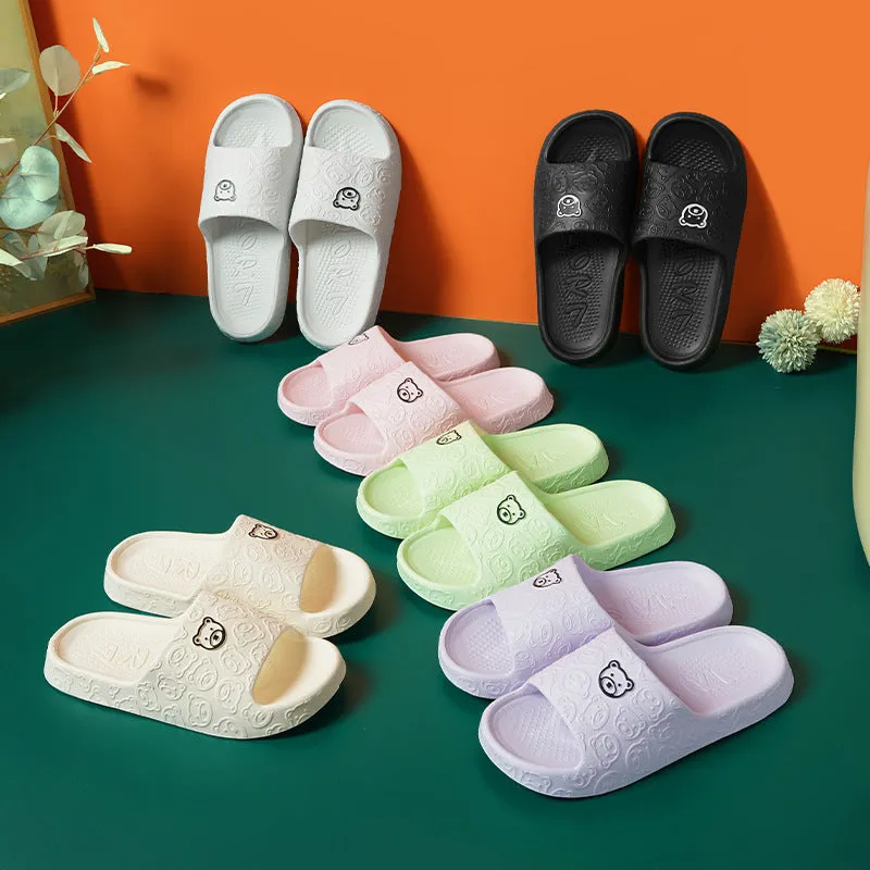 Cute Bear Slippers, Indoor Non-slip Thick Soles, Bedroom Bathroom Floor Slippers for Women and Men