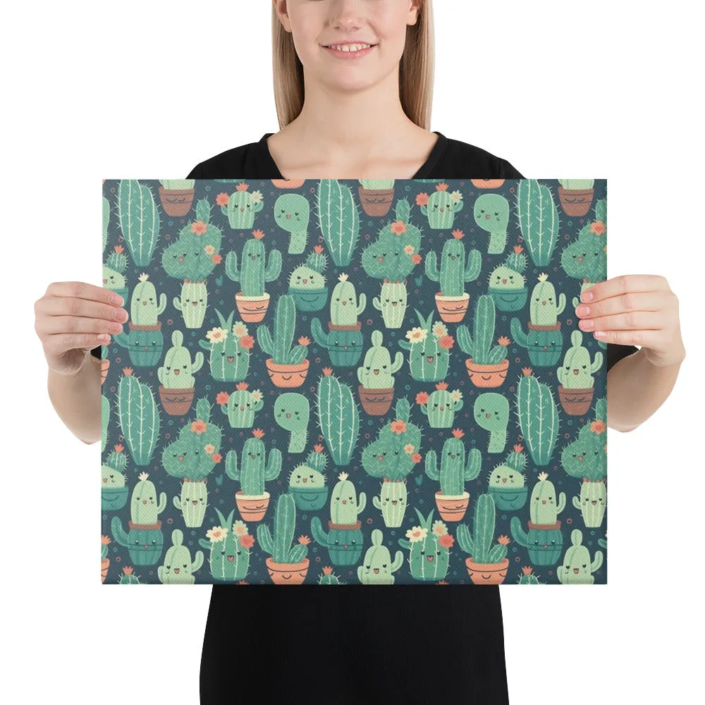 Cute Cactus Cartoon Canvas C0004