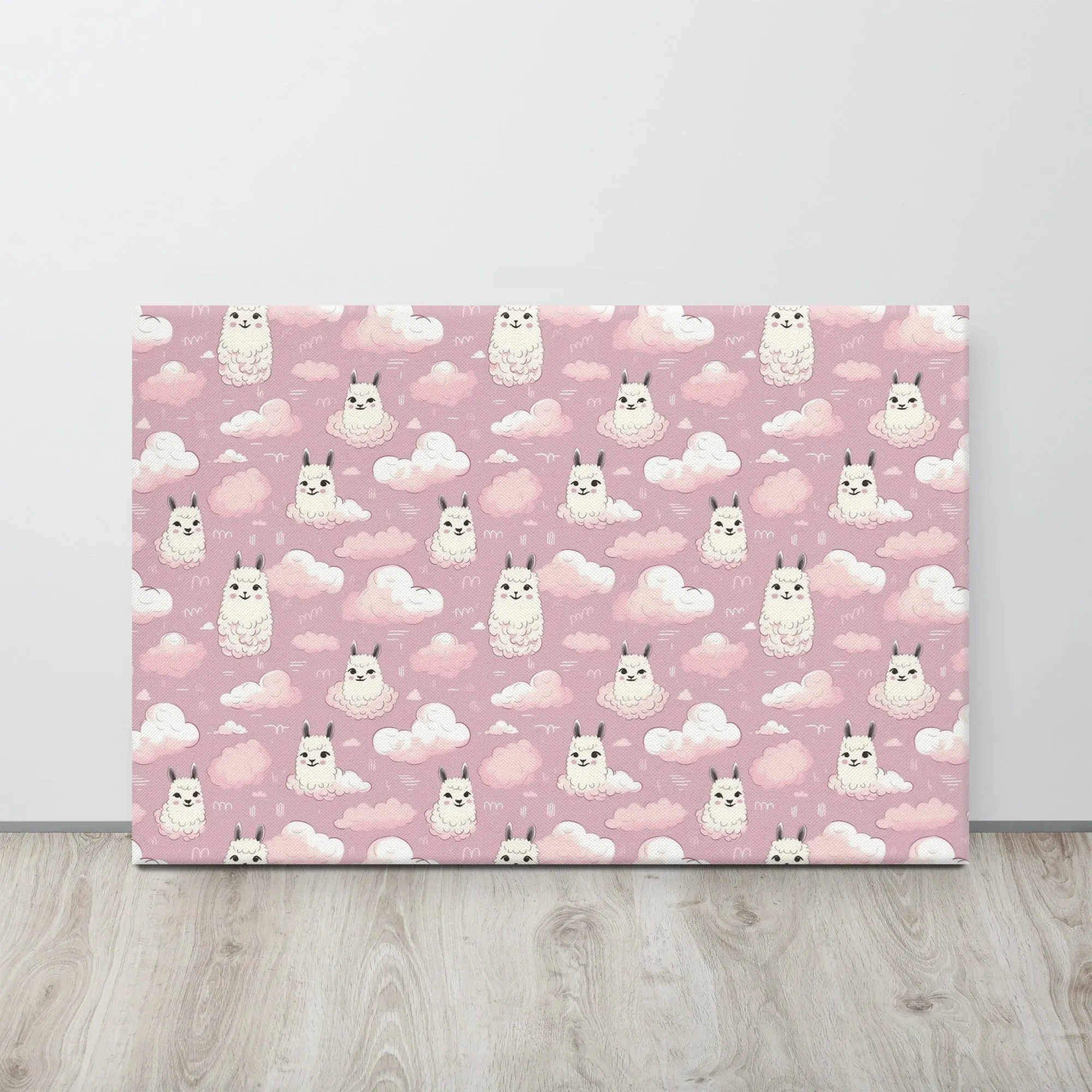 Cute Llama Cartoon Canvas Art L0001