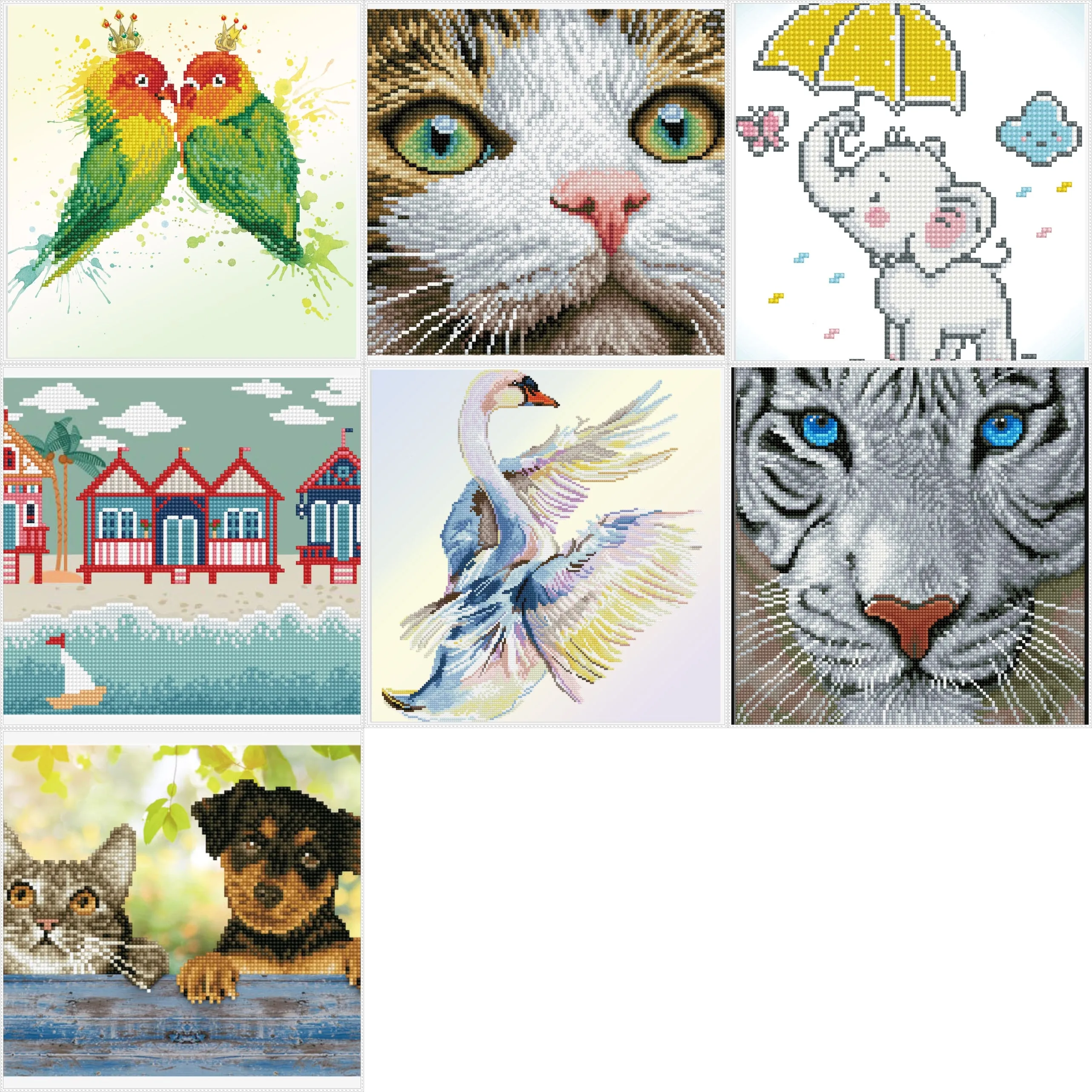 Diamond Dotz Printed Canvas White Frame Needlecrafts 32cm x 32cm - Select Design