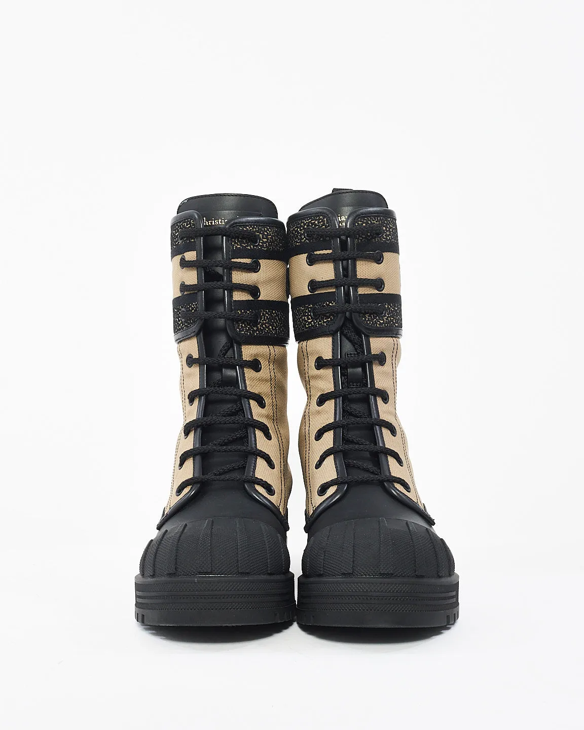 Dior Beige/Black Canvas D-Major Combat Boot - 38