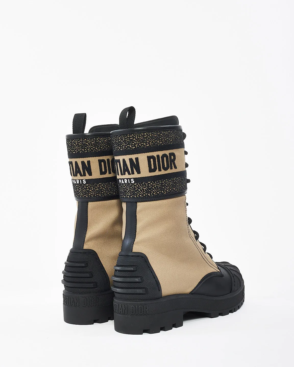 Dior Beige/Black Canvas D-Major Combat Boot - 38