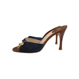 Dior Denim Logo Lock Heels