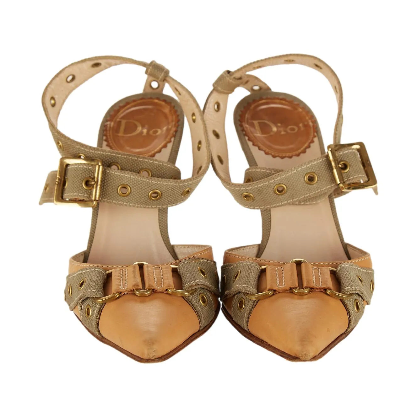 Dior Green Grommet Heels