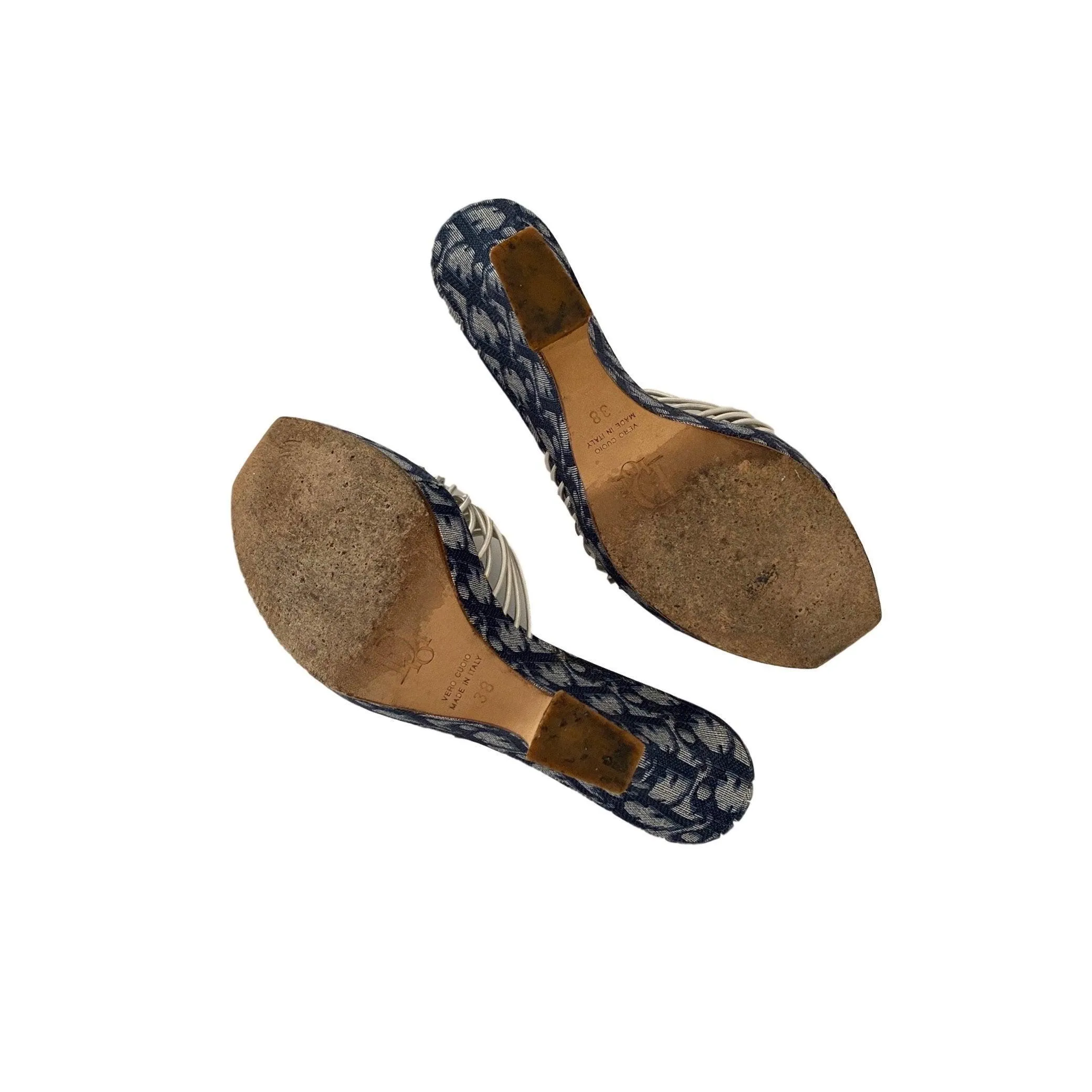 Dior Navy Logo Wedge Heels