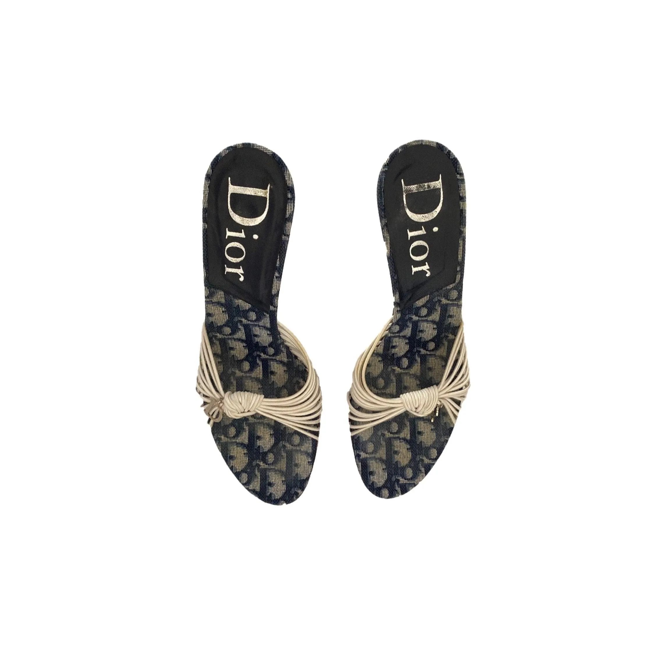 Dior Navy Logo Wedge Heels
