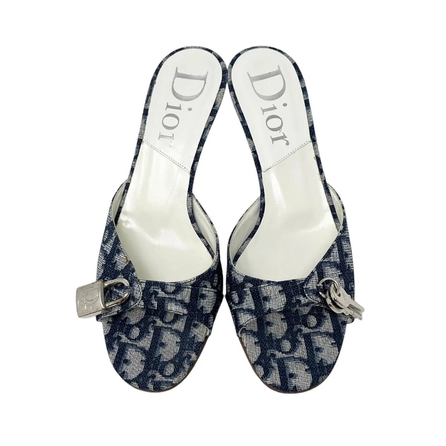 Dior Navy Monogram Lock Heels