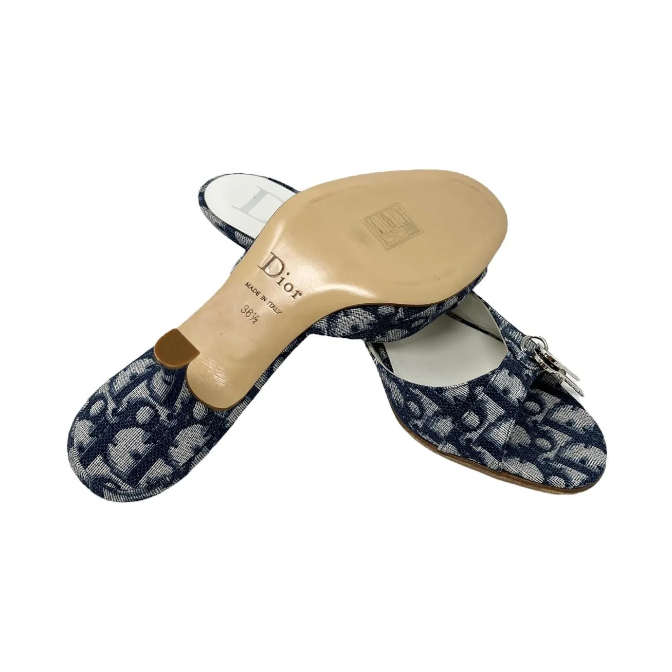 Dior Navy Monogram Lock Heels