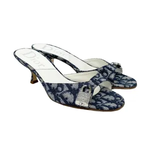 Dior Navy Monogram Lock Heels