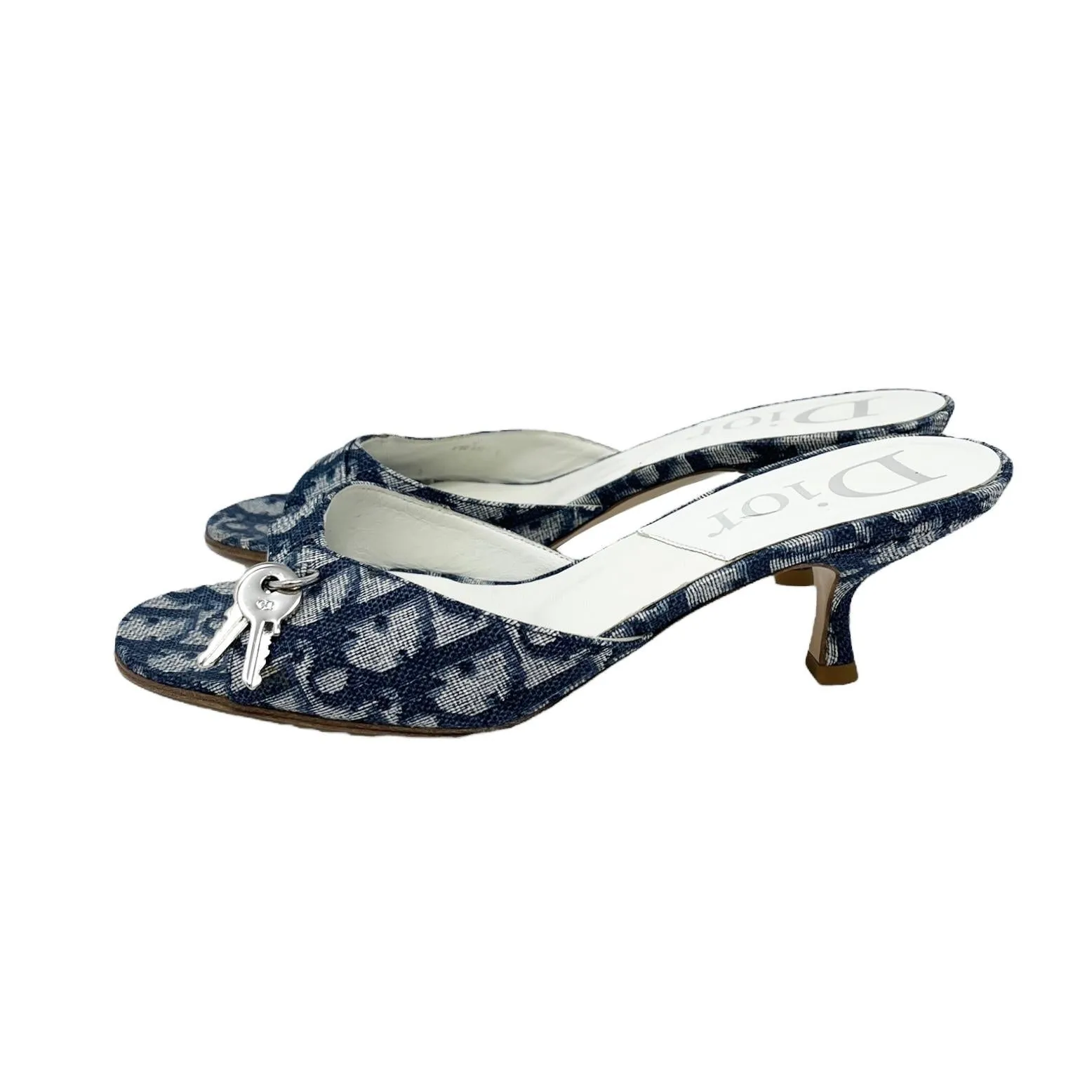 Dior Navy Monogram Lock Heels