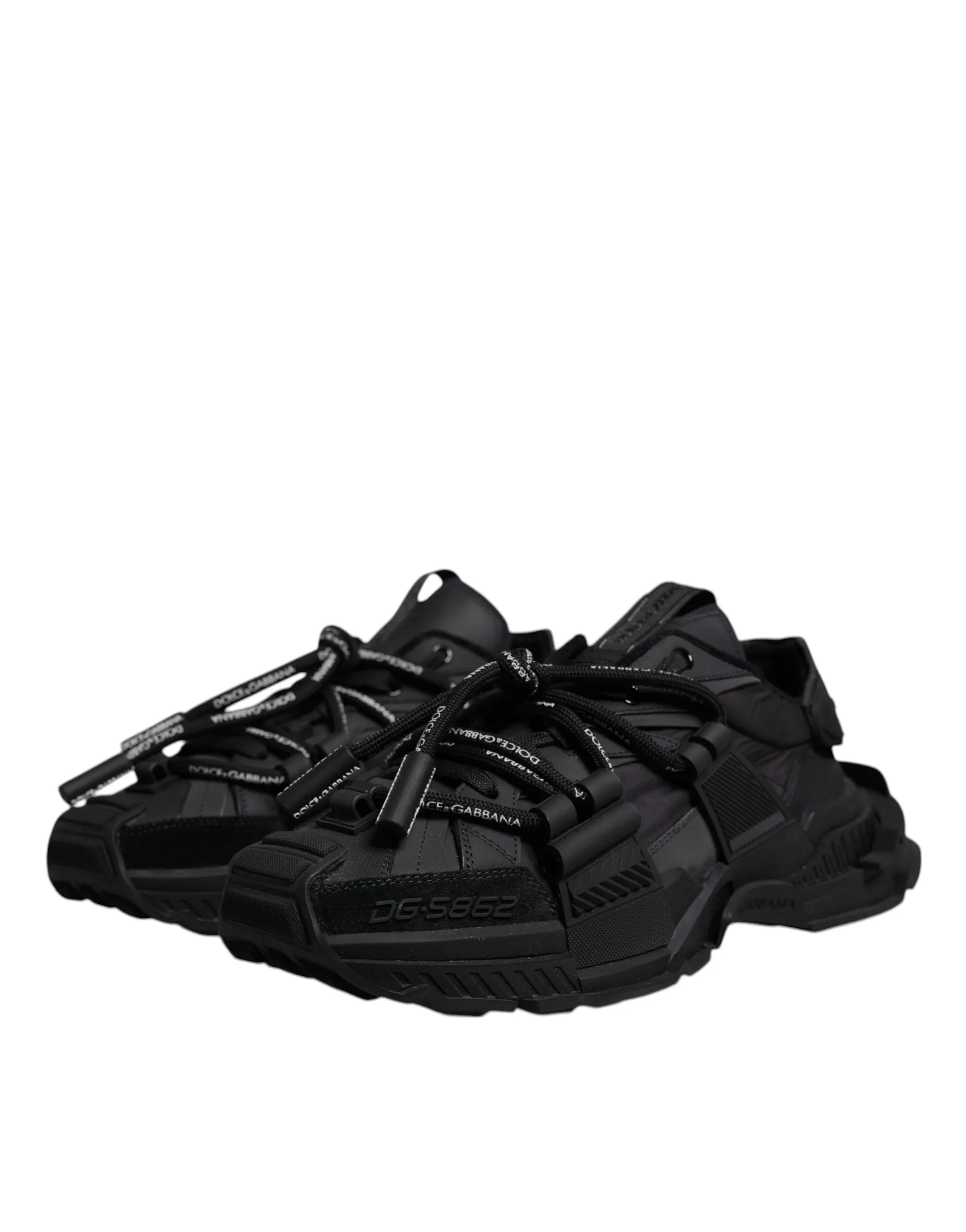 Dolce & Gabbana Black Low Top Space Lace Up Sneakers Shoes