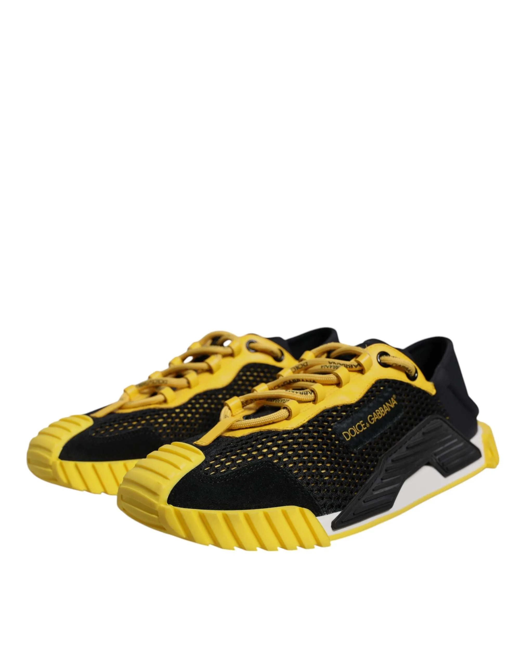 Dolce&Gabbana NS1 Men Black Sneakers Polyester Lace Up Flat Casual Trainer Shoes