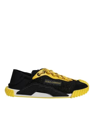 Dolce&Gabbana NS1 Men Black Sneakers Polyester Lace Up Flat Casual Trainer Shoes