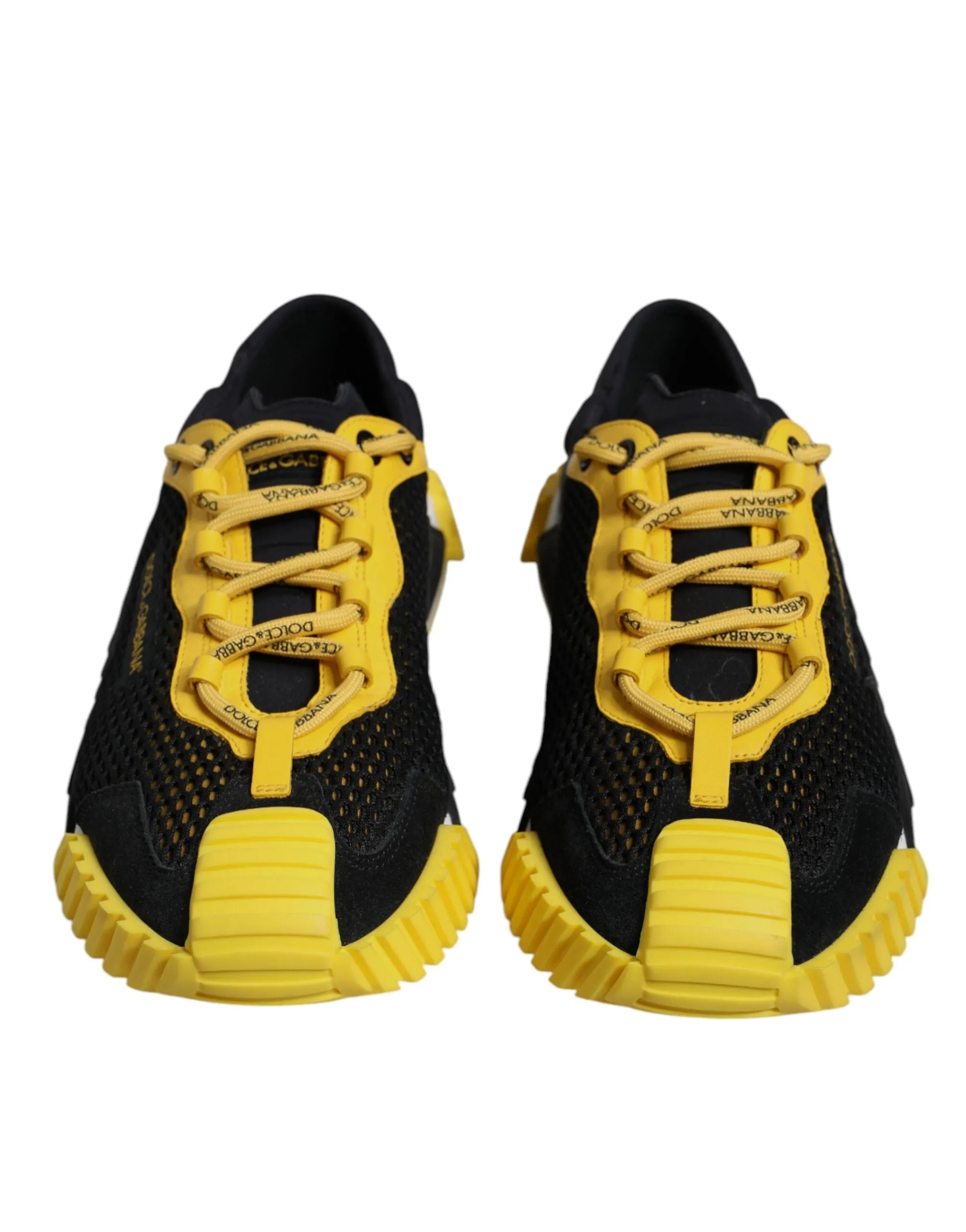 Dolce&Gabbana NS1 Men Black Sneakers Polyester Lace Up Flat Casual Trainer Shoes
