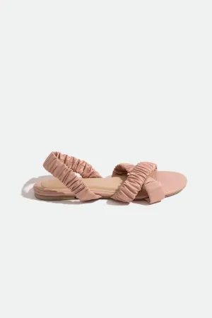 Double Strap Ruched Round Toe Sandals