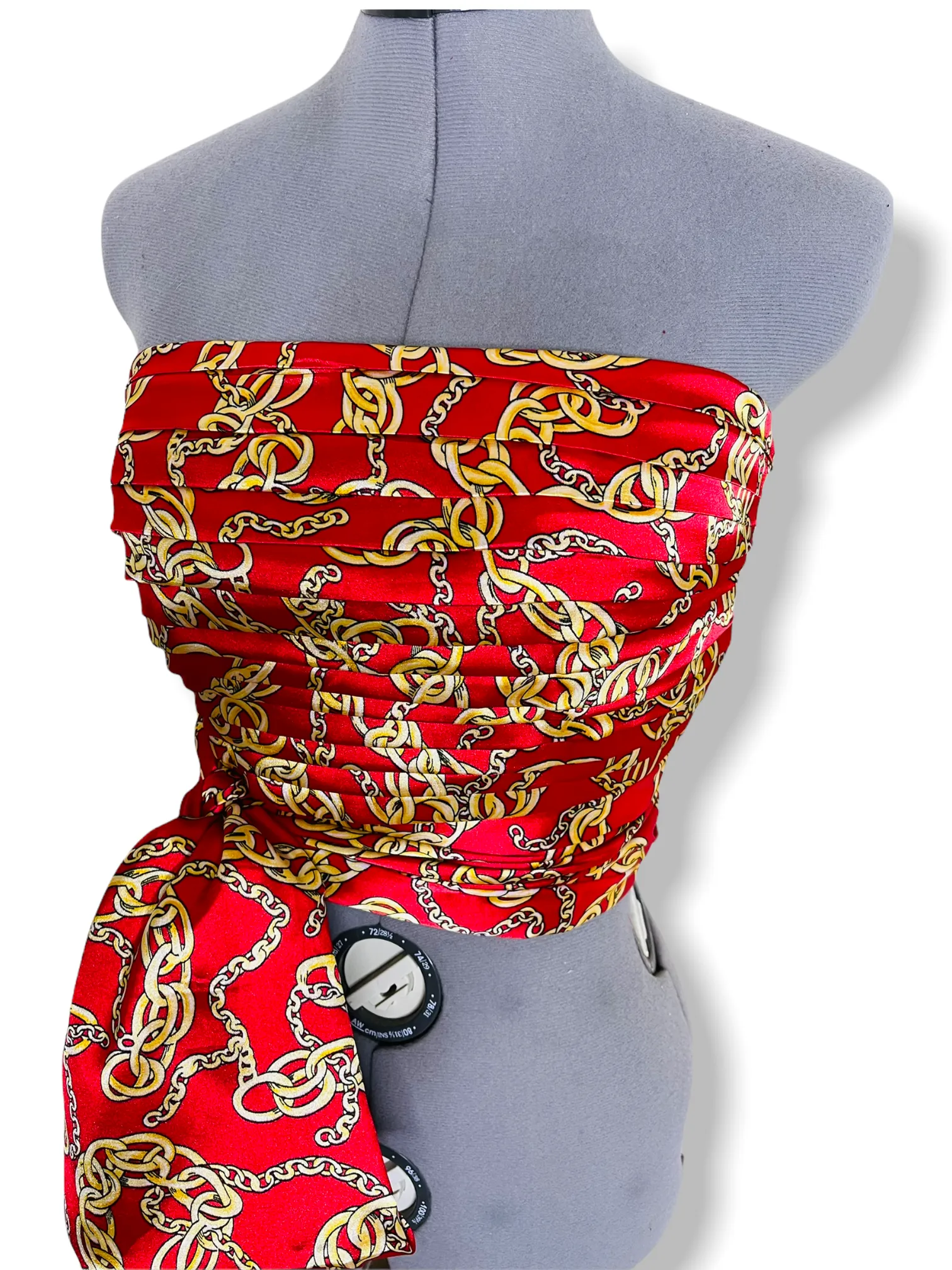 Draped Bustier chain print