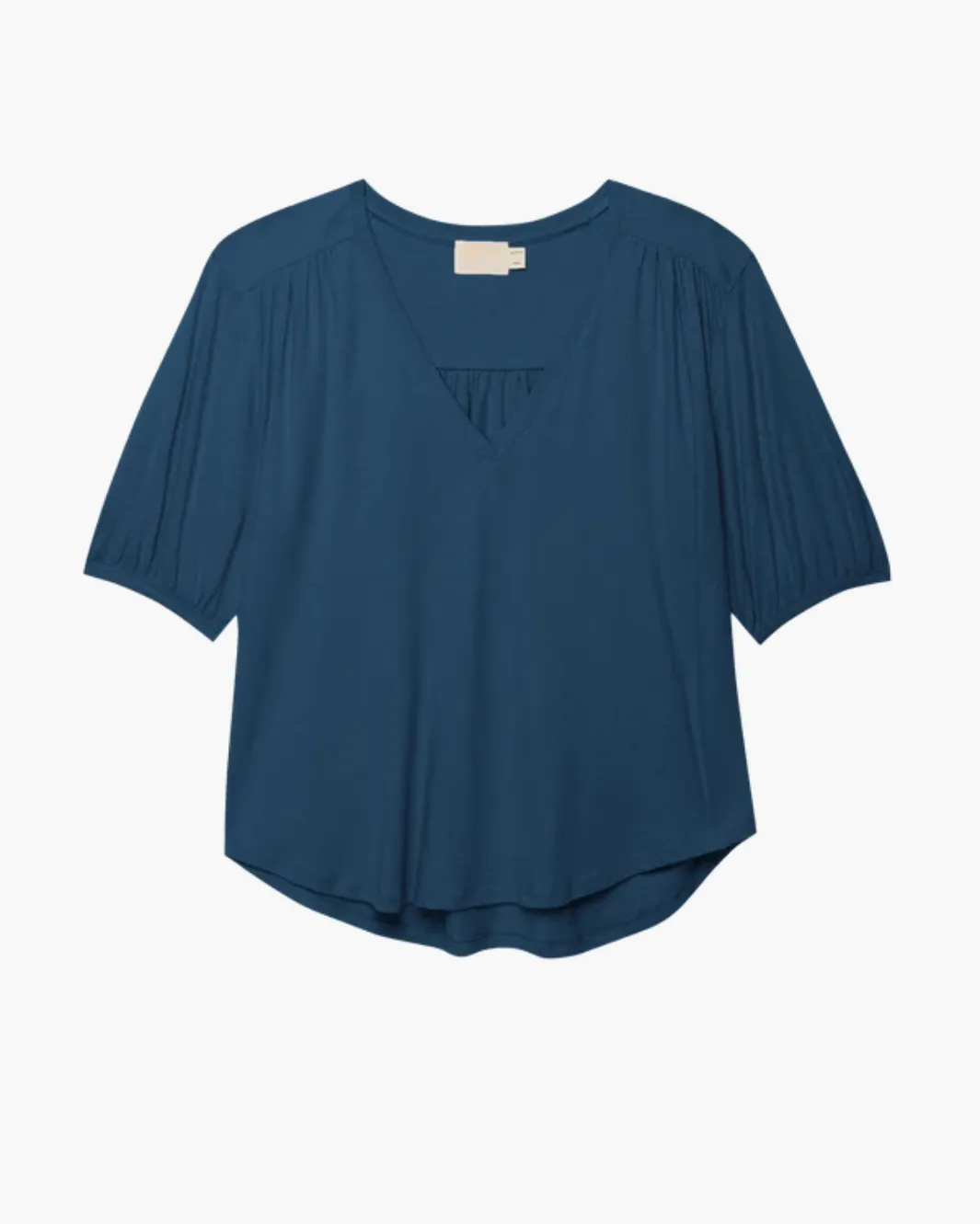 EDIE SHIRRED SHOULDER TOP IN MIDNIGHT NAVY