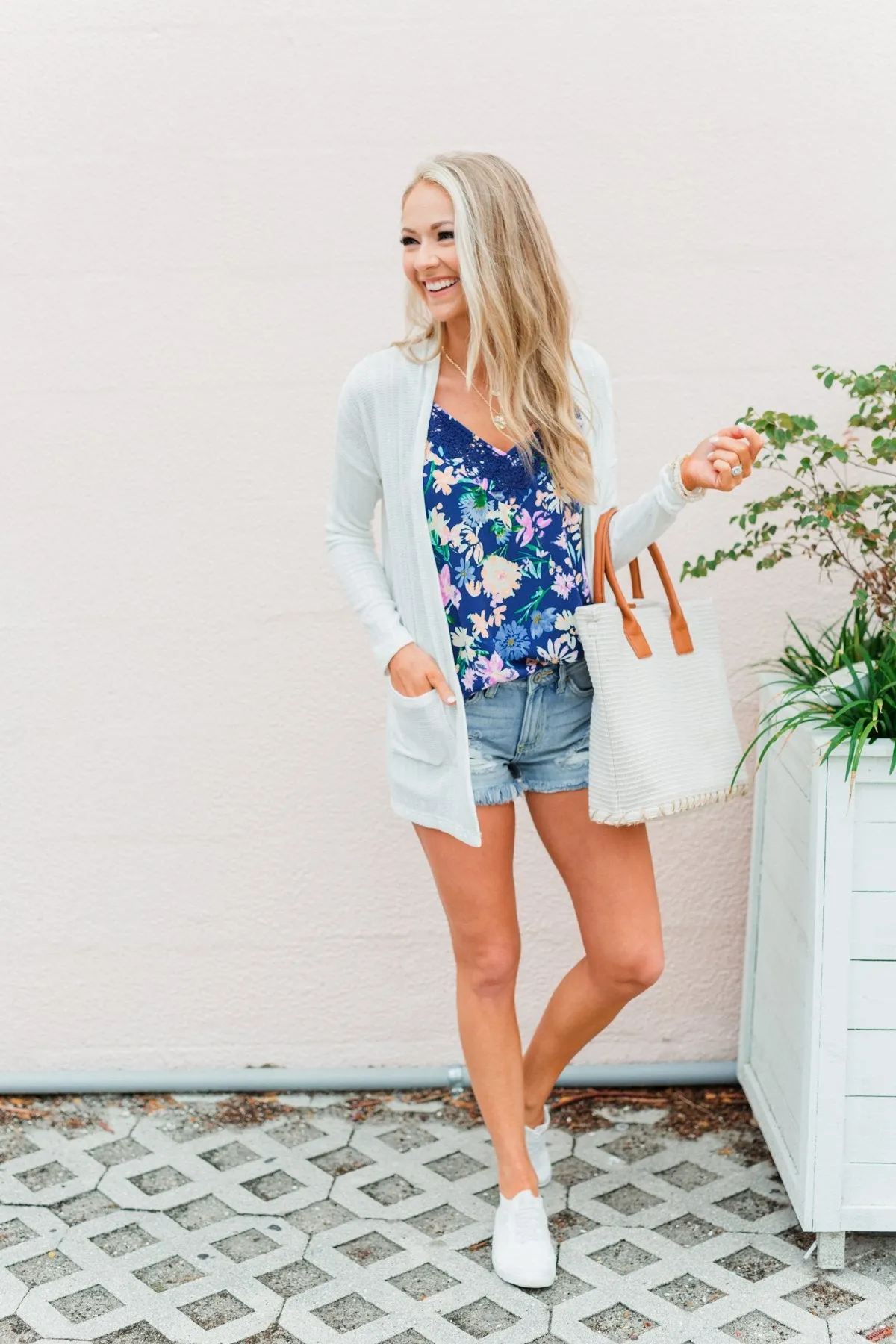 Feeling Positive Floral Lace Tank Top- Cobalt Blue