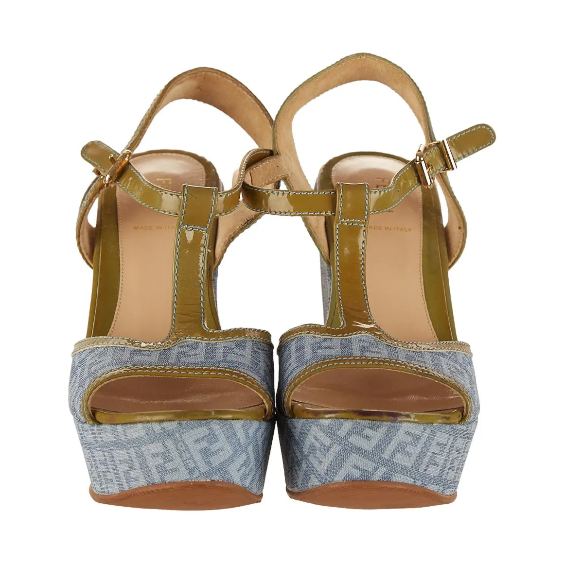 Fendi Blue Logo Wedge