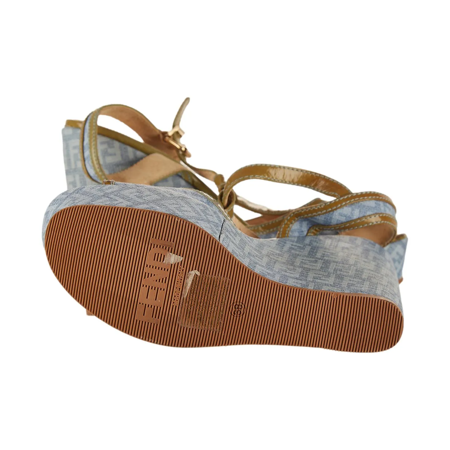 Fendi Blue Logo Wedge
