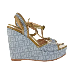Fendi Blue Logo Wedge