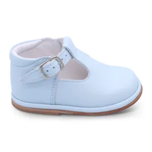 'Fernando' Boys Pale Blue Leather T-Bar Shoes