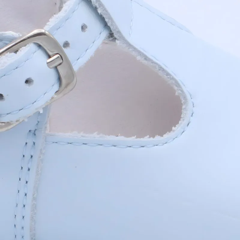 'Fernando' Boys Pale Blue Leather T-Bar Shoes