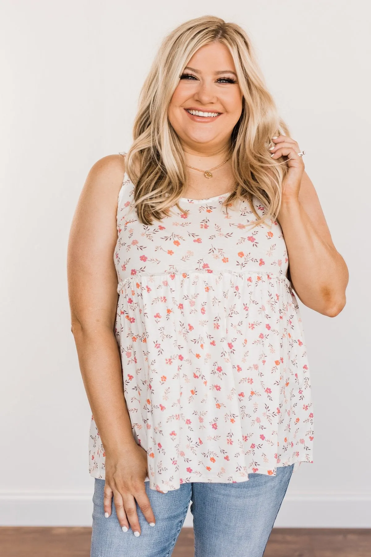 Find Me In The Garden Floral Tank Top- Ivory