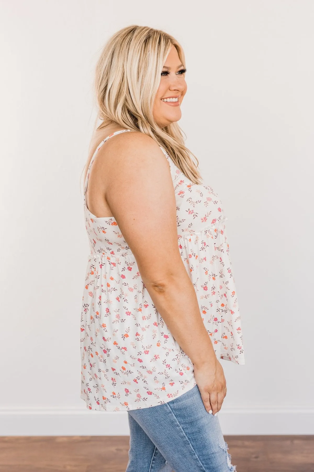 Find Me In The Garden Floral Tank Top- Ivory