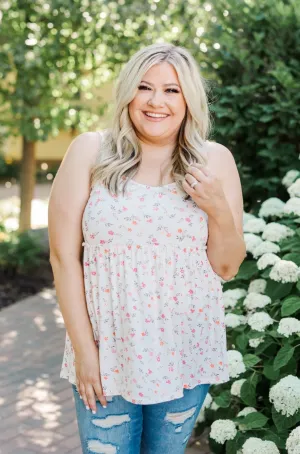 Find Me In The Garden Floral Tank Top- Ivory
