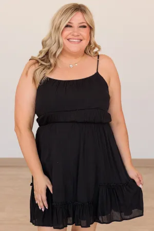 Finding Lost Love Ruffled Mini Dress- Black