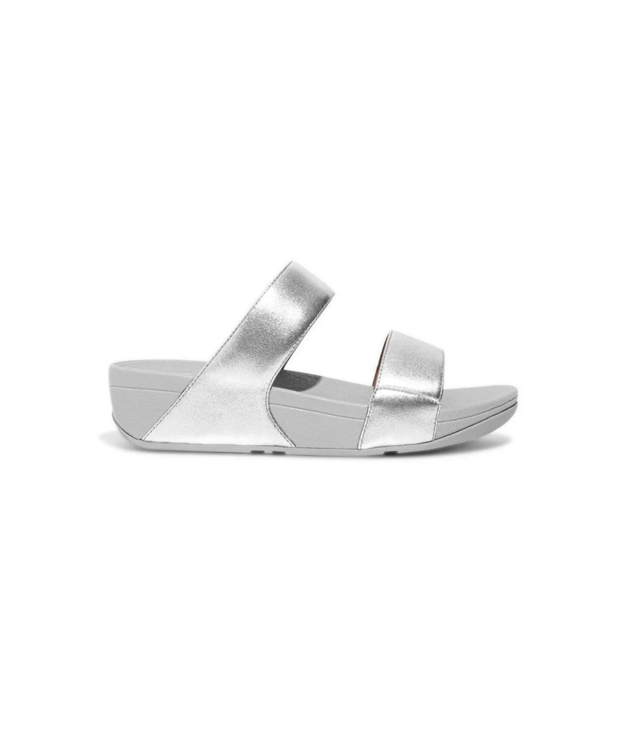 FitFlop Lulu Leather Slides Silver