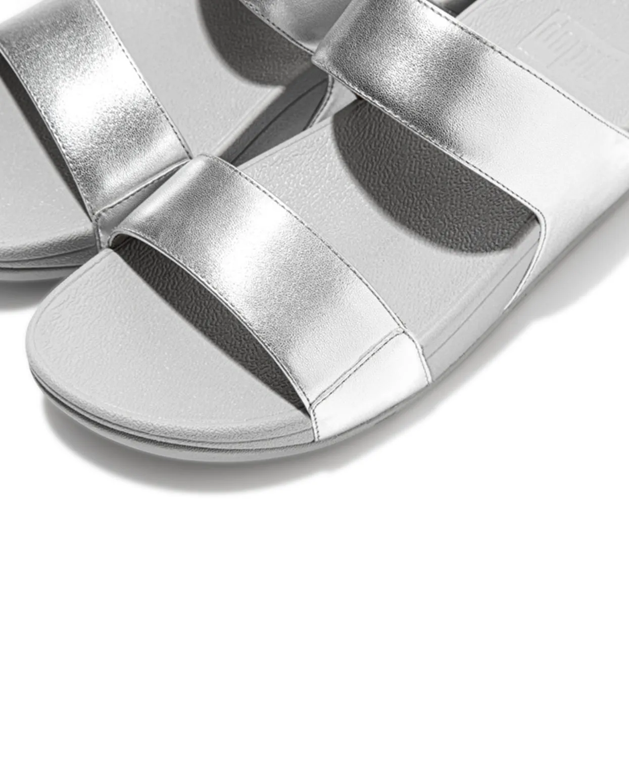 FitFlop Lulu Leather Slides Silver